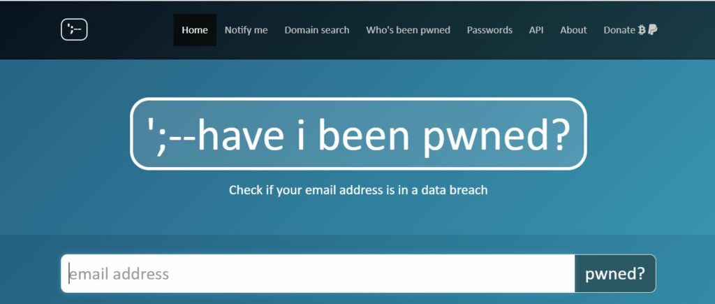 have-i-been-pwaned controlla se la tua email ha subito un data breach
